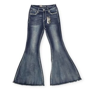 Grace in LA High Rise Super Flare Bell Denim Jeans Women's Size 30‎
